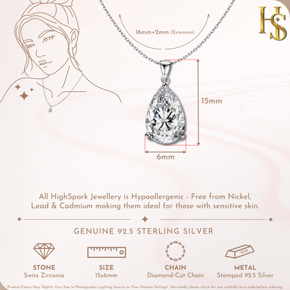 Pear Shaped Solitaire Pendant in 92.5 Sterling Silver With Diamond like Brilliance Zirconia