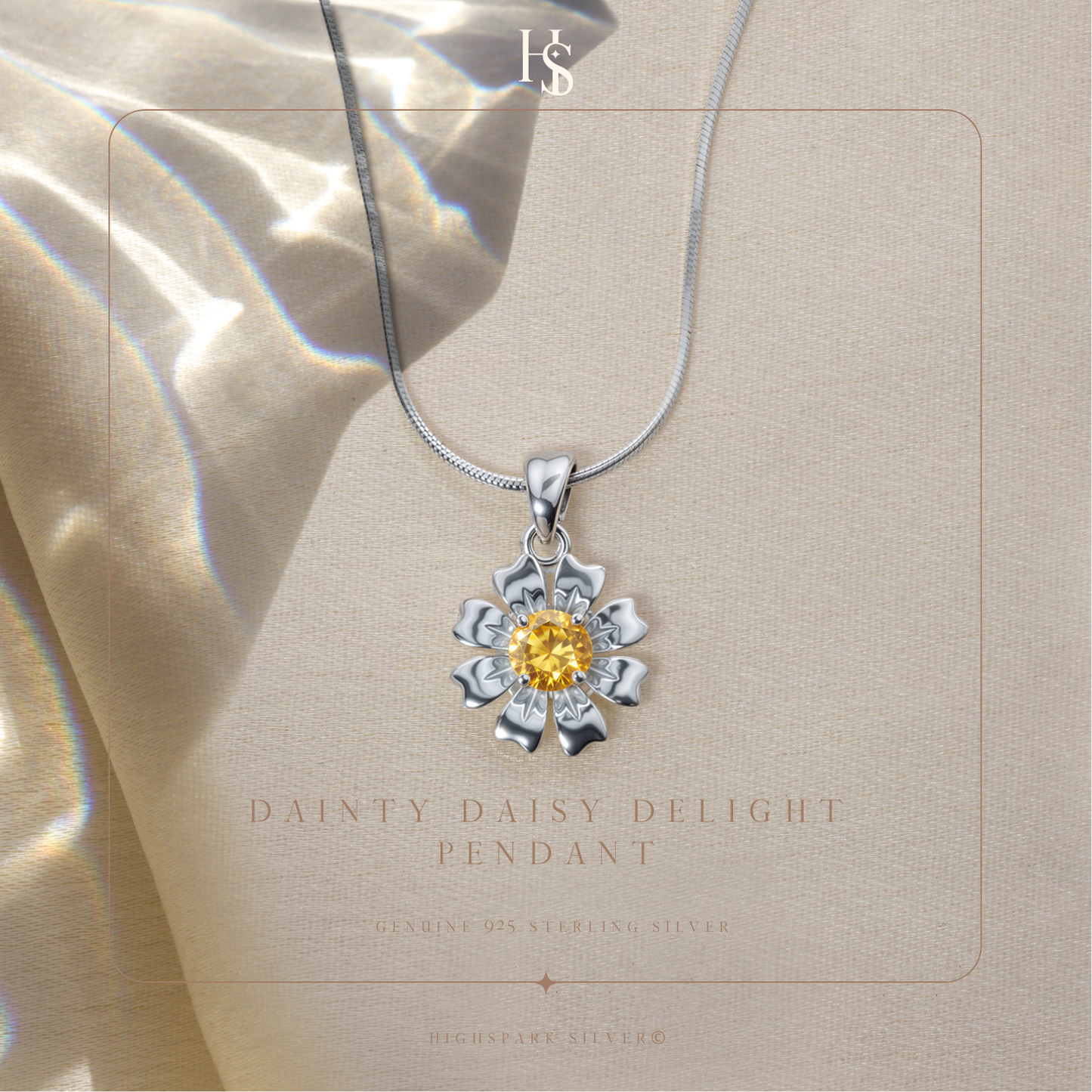 Sunflower Solitaire Pendant in 92.5 Sterling Silver With Diamond like Brilliance Zirconia