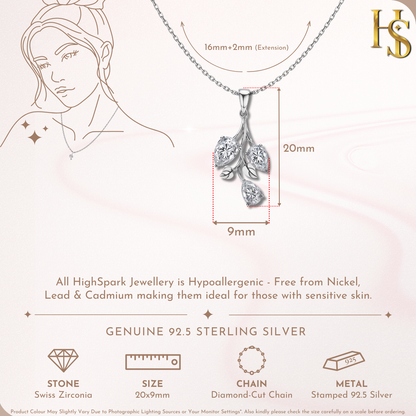 Tulip Flower Solitaire Pendant in 92.5 Sterling Silver With Diamond like Brilliance Zirconia