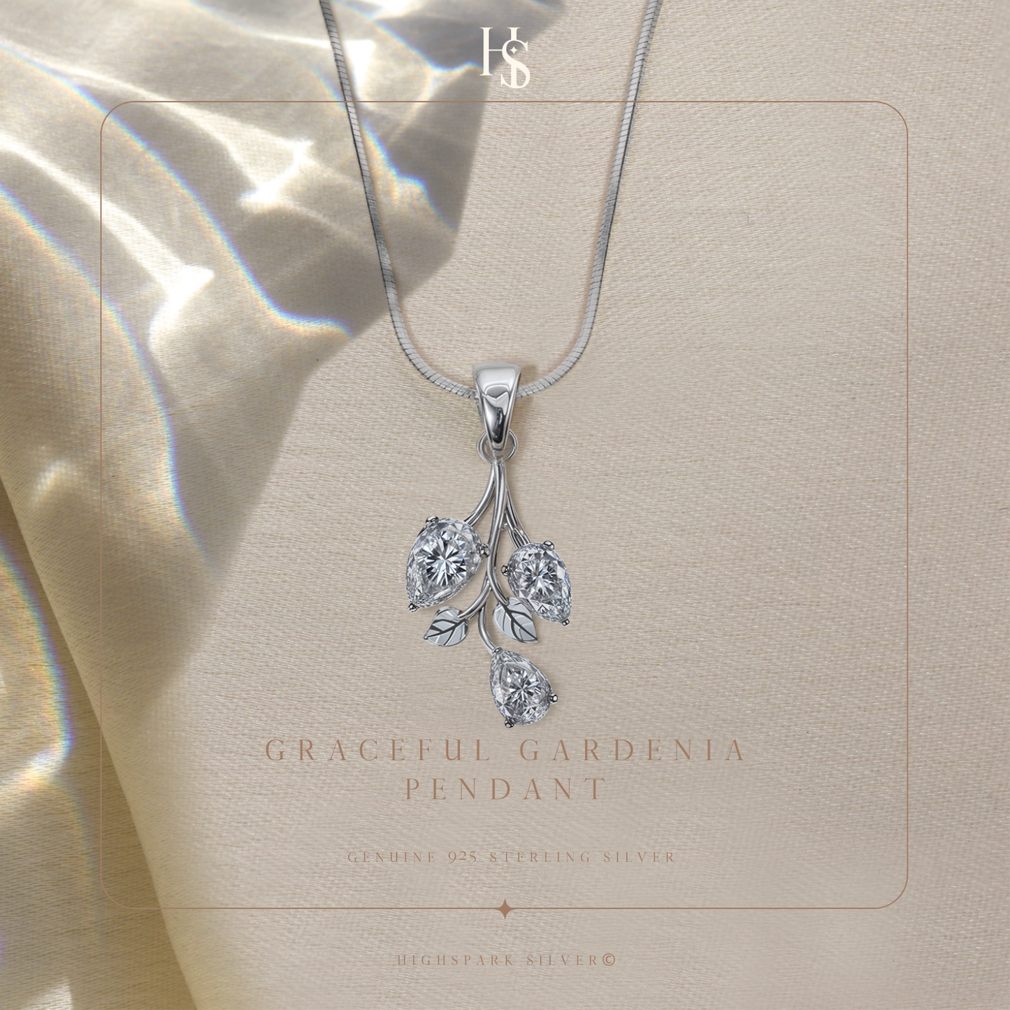 Tulip Flower Solitaire Earrings, Pendant & Chain Set in 92.5 Sterling Silver With Diamond like Brilliance Zirconia