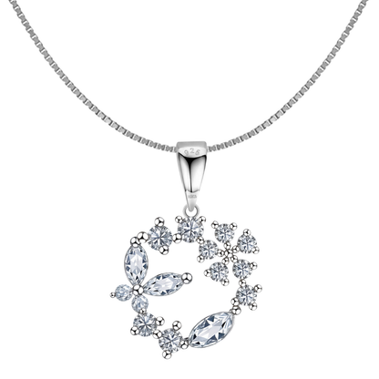 Dazzling Butterfly Wreath Solitaire Pendant in 92.5 Sterling Silver With Diamond like Brilliance Sparkling Zirconia