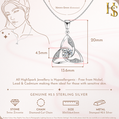 Dazzling Celtic Love Knot Pendant With Chain in 925 Sterling Silver For Women