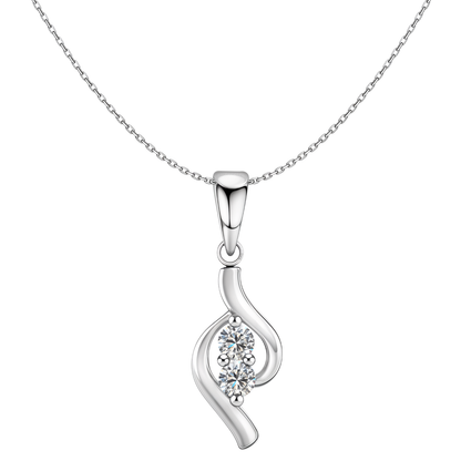 Dewdrop Duet Solitaire Pendant With Chain in 925 Sterling Silver For Women