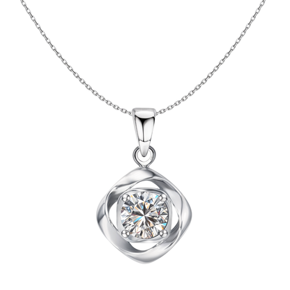 Mobius Circle Solitaire Pendant With Chain in 925 Sterling Silver For Women
