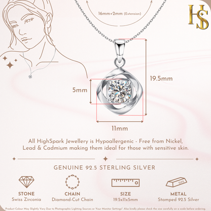 Mobius Circle Solitaire Pendant With Chain in 925 Sterling Silver For Women