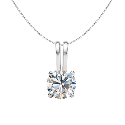 Modern Solitaire Pendant With Chain in 925 Sterling Silver For Women