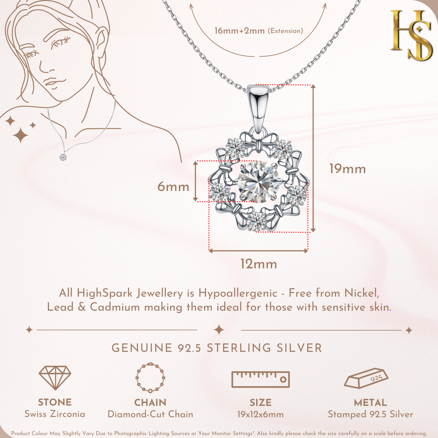 Scintillating Solitaire Cluster Pendant With Chain in 925 Sterling Silver For Women