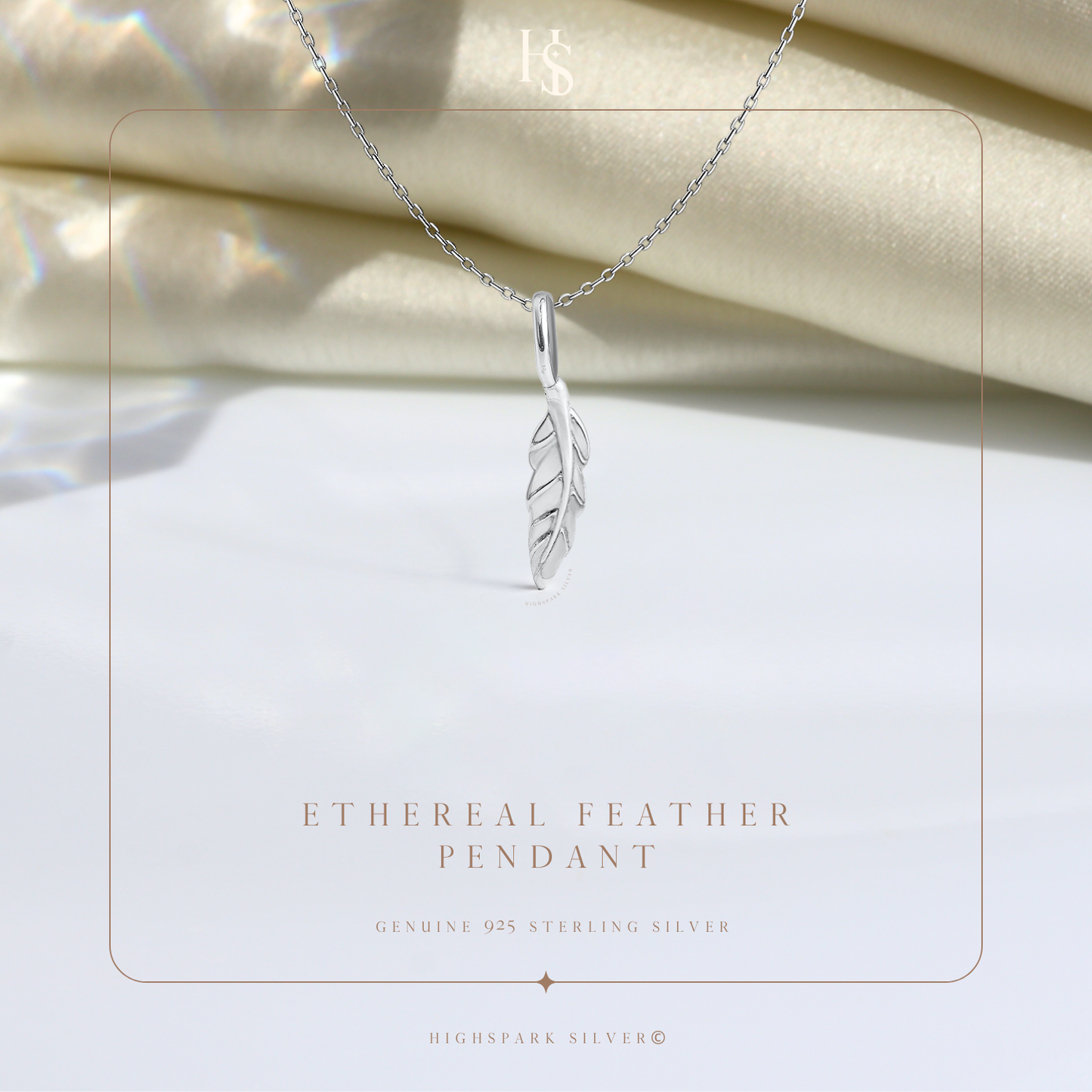 Ethereal Feather Pendant With Chain in 925 Sterling Silver For Women