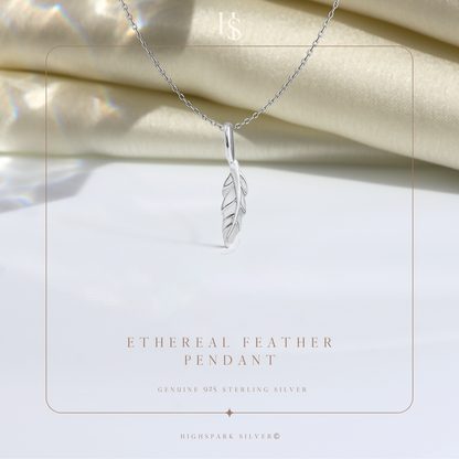 Ethereal Feather Pendant With Chain in 925 Sterling Silver For Women