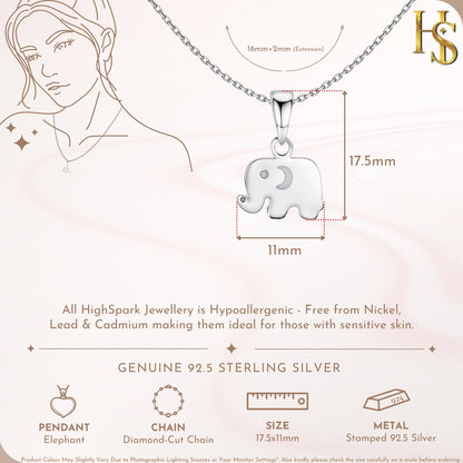 Lucky little Elephant Pendant With Chain in 925 Sterling Silver For Women