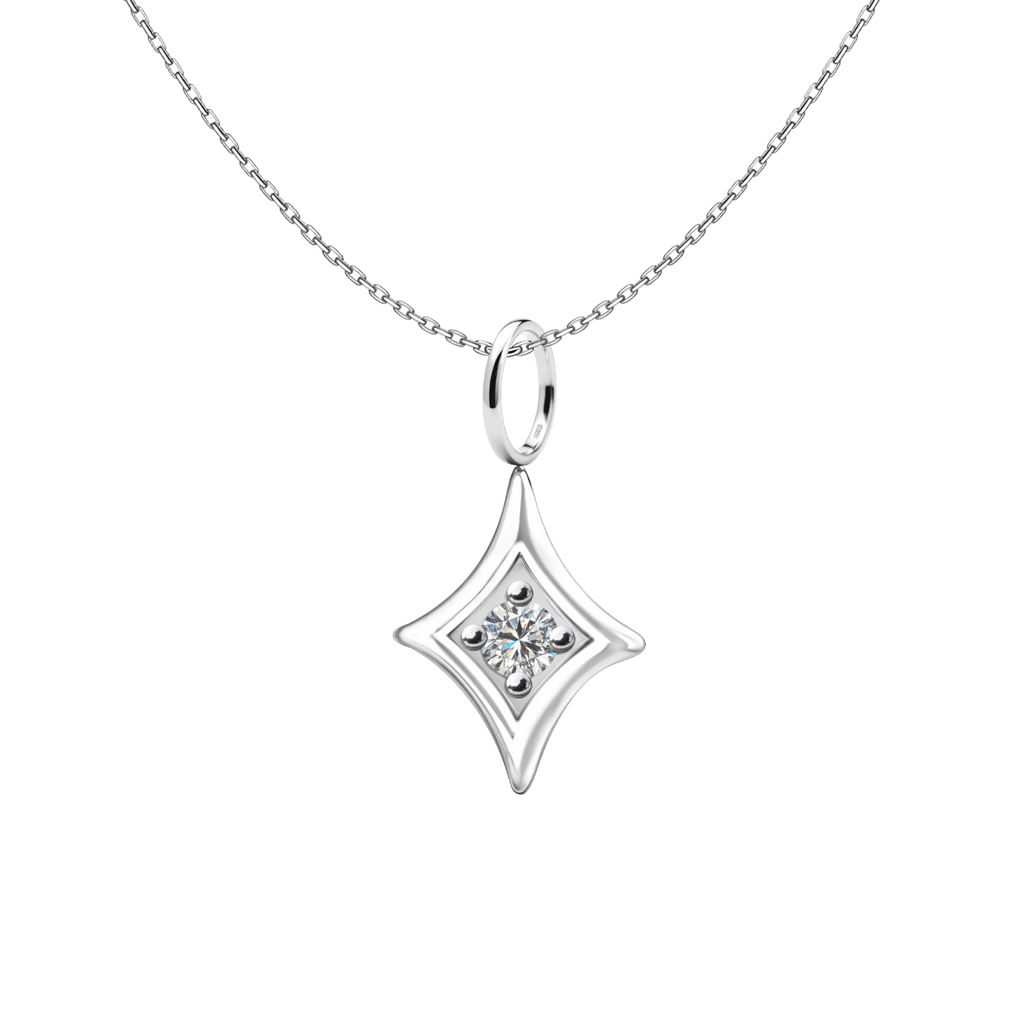 Signature Spark Solitaire Pendant With Chain in 925 Sterling Silver For Women
