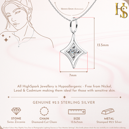 Signature Spark Solitaire Pendant With Chain in 925 Sterling Silver For Women