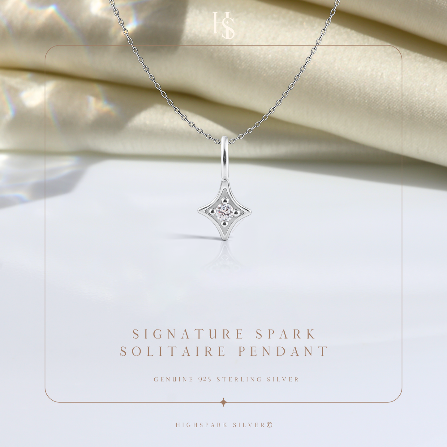 Signature Spark Solitaire Pendant With Chain in 925 Sterling Silver For Women