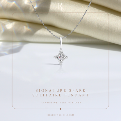 Signature Spark Solitaire Pendant With Chain in 925 Sterling Silver For Women