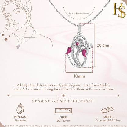 Divine Ganesha Pendant in 925 Sterling Silver For Men & Women