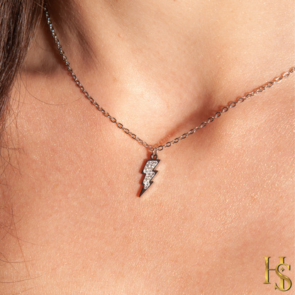 Lightning Bolt Pendant & Chain in 925 Sterling Silver for Women With Diamond like Brilliance Zirconia