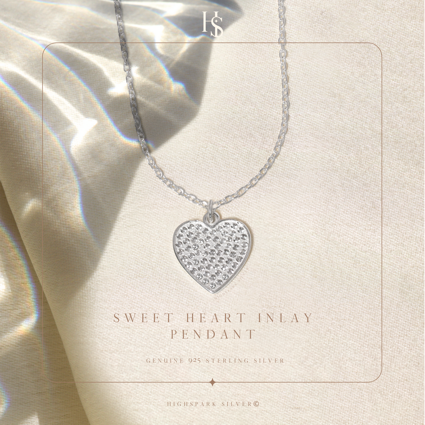 Sweet Heart Pendant & Chain in 925 Sterling Silver for Women With Diamond like Brilliance Zirconia