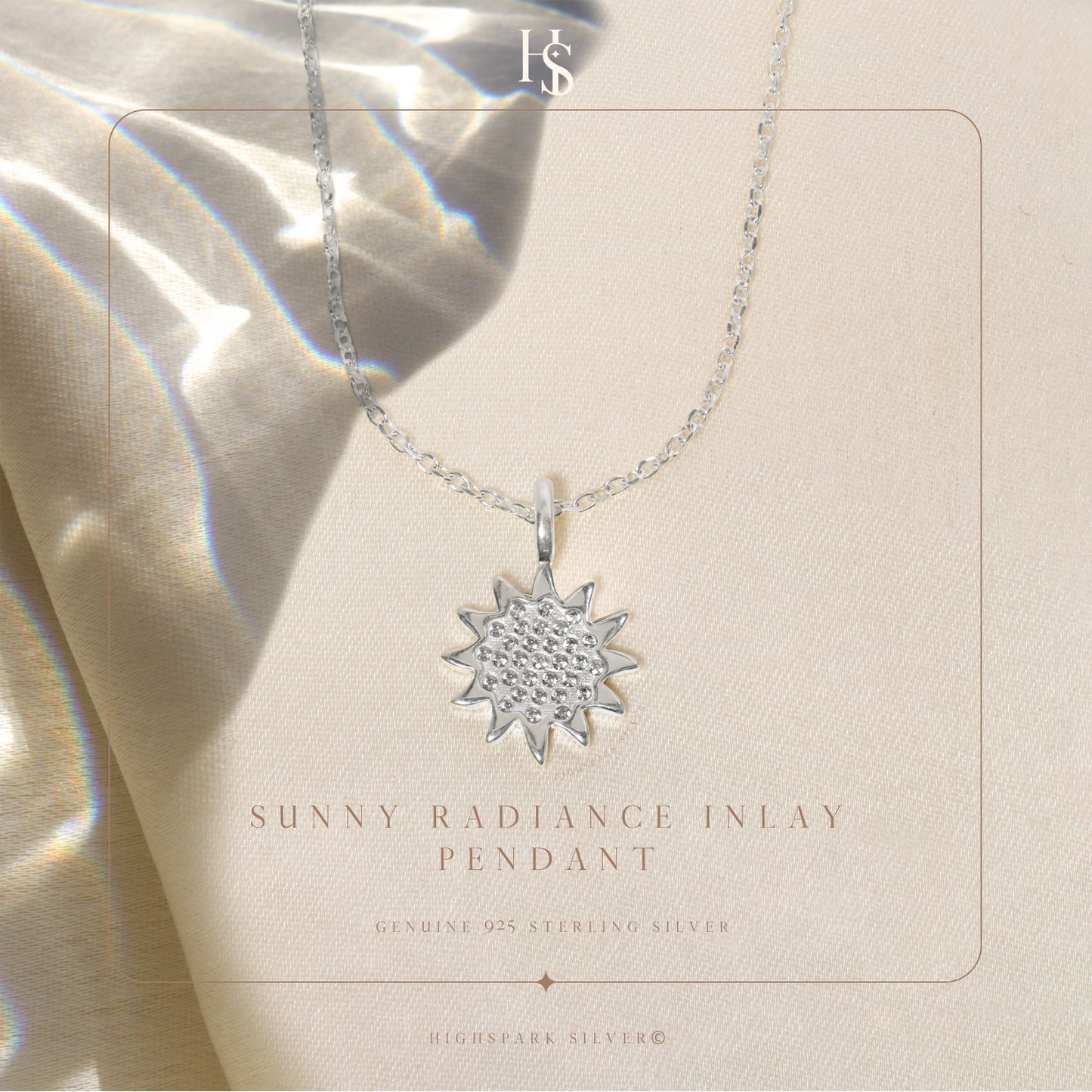 Radiant Sun Pendant & Chain in 925 Sterling Silver for Women With Diamond like Brilliance Zirconia