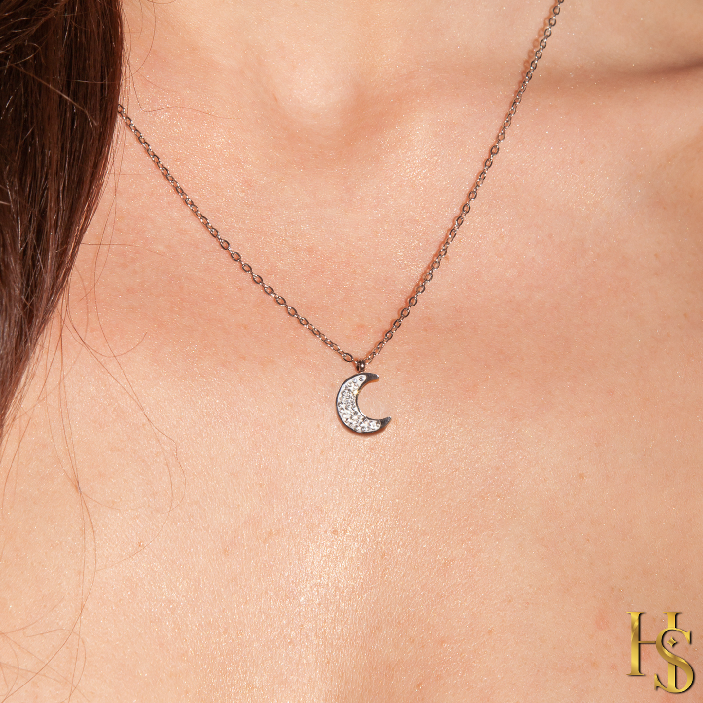 Mystique Moon Pendant & Chain in 925 Sterling Silver for Women With Diamond like Brilliance Zirconia