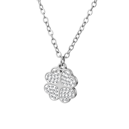 Four Leaf Clover Pendant & Chain in 925 Sterling Silver for Women With Diamond like Brilliance Zirconia