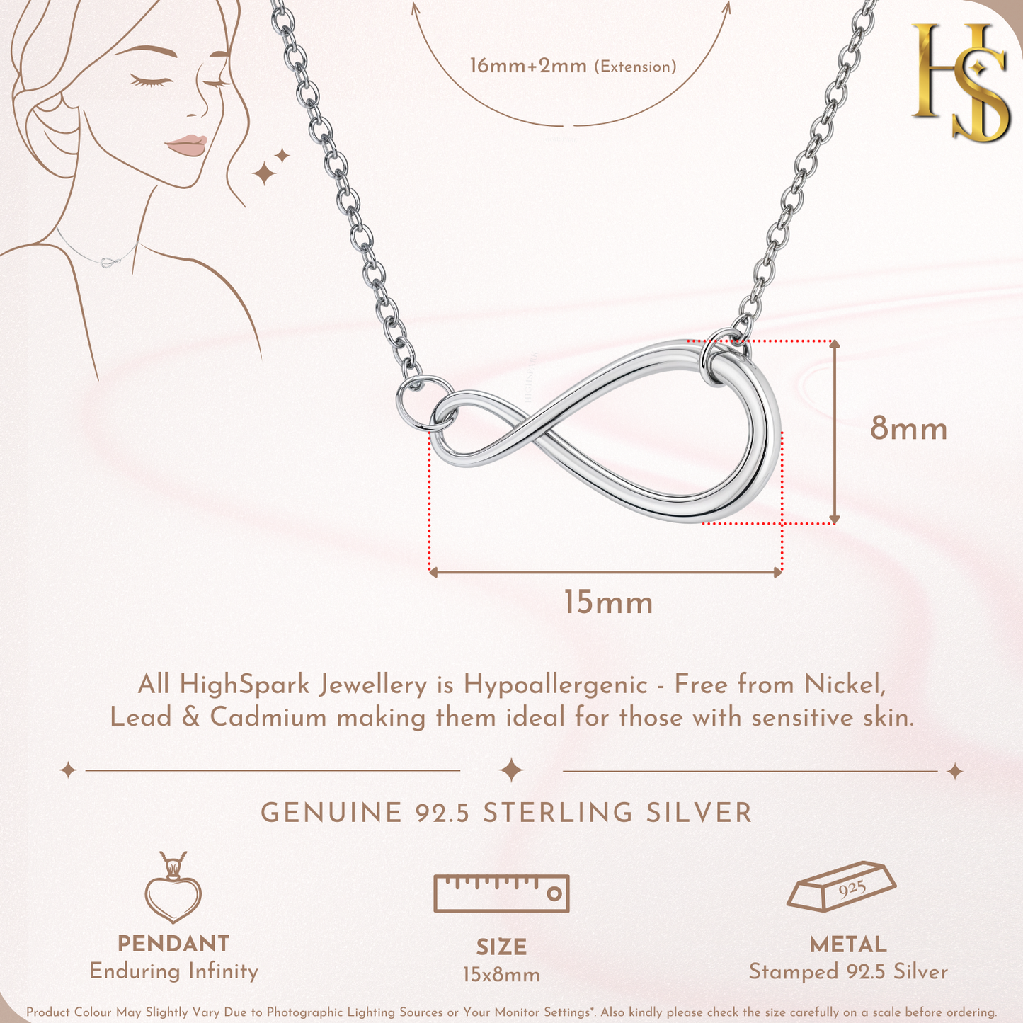 Enduring Infinity Pendant & Chain in 925 Sterling Silver With Stunning Shine for Women