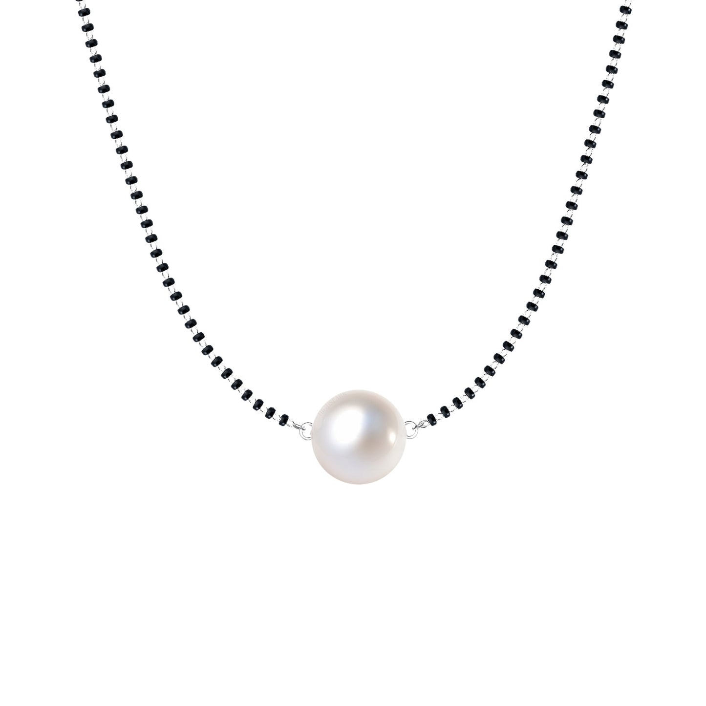 Glowing Moon Pearl Mangalsutra Necklace in 925 Sterling Silver For Women