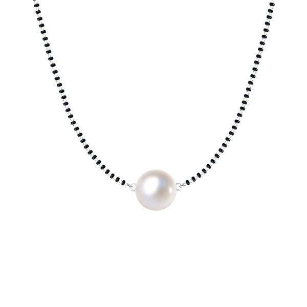 Glowing Moon Pearl Mangalsutra Necklace in 925 Sterling Silver For Women