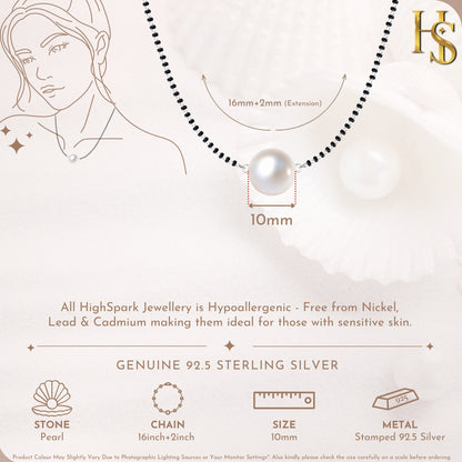 Glowing Moon Pearl Mangalsutra Necklace in 925 Sterling Silver For Women