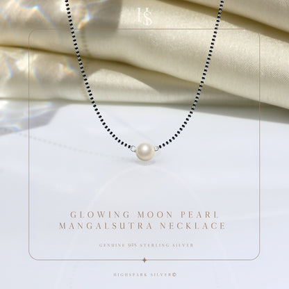 Glowing Moon Pearl Mangalsutra Necklace in 925 Sterling Silver For Women