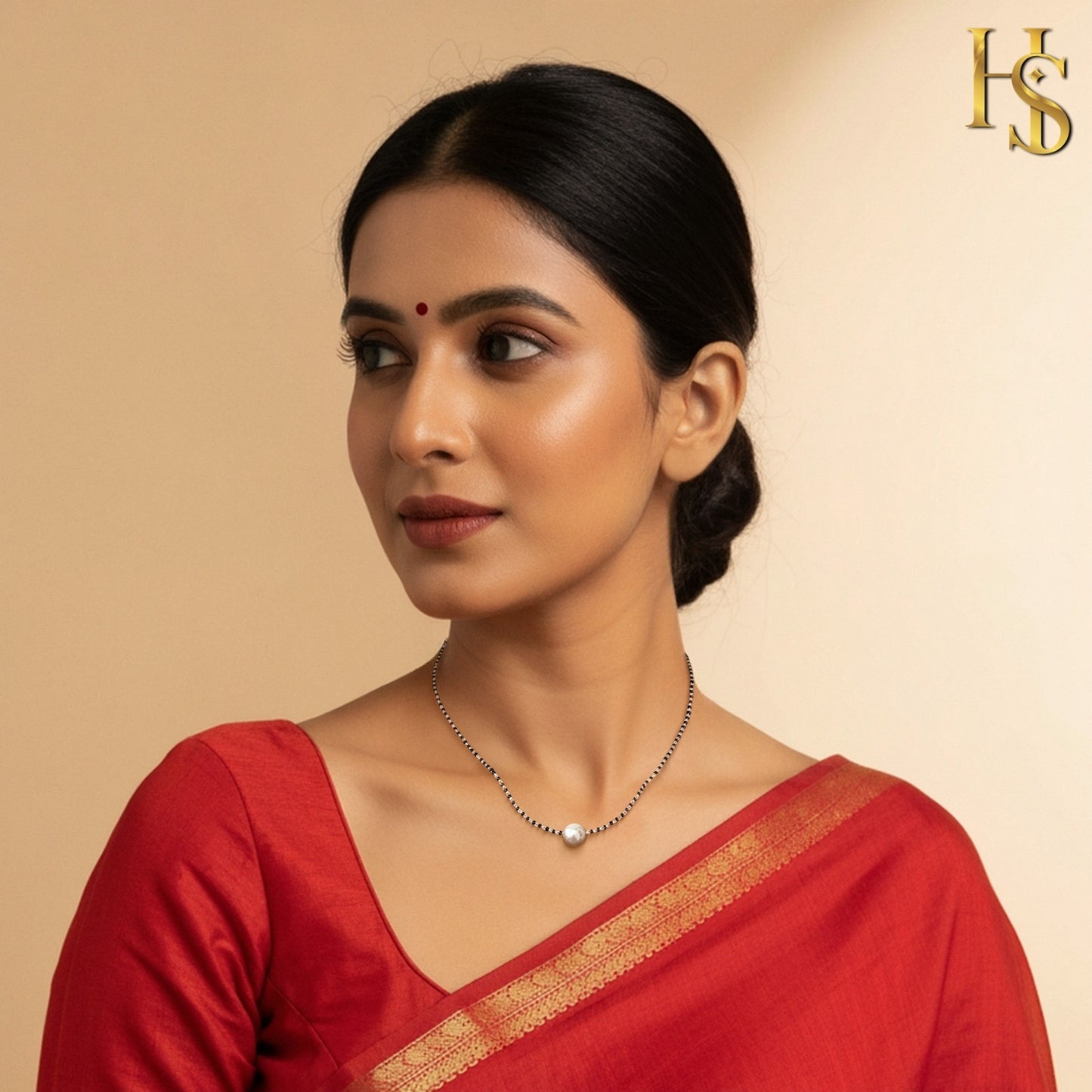 Glowing Moon Pearl Mangalsutra Necklace in 925 Sterling Silver For Women