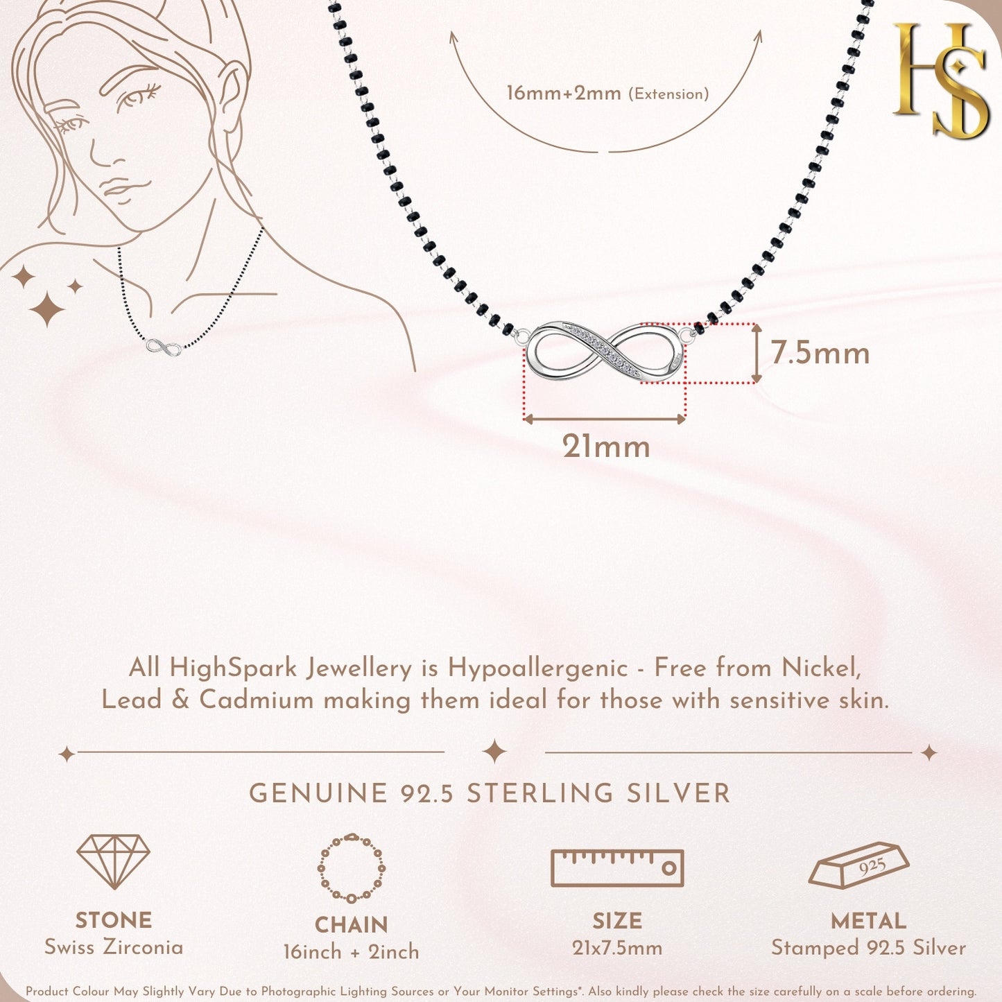 Forever Infinity Mangalsutra Necklace in 925 Sterling Silver For Women
