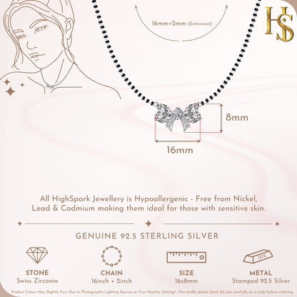 Blooming Bow Mangalsutra Necklace in Sterling Silver For Women