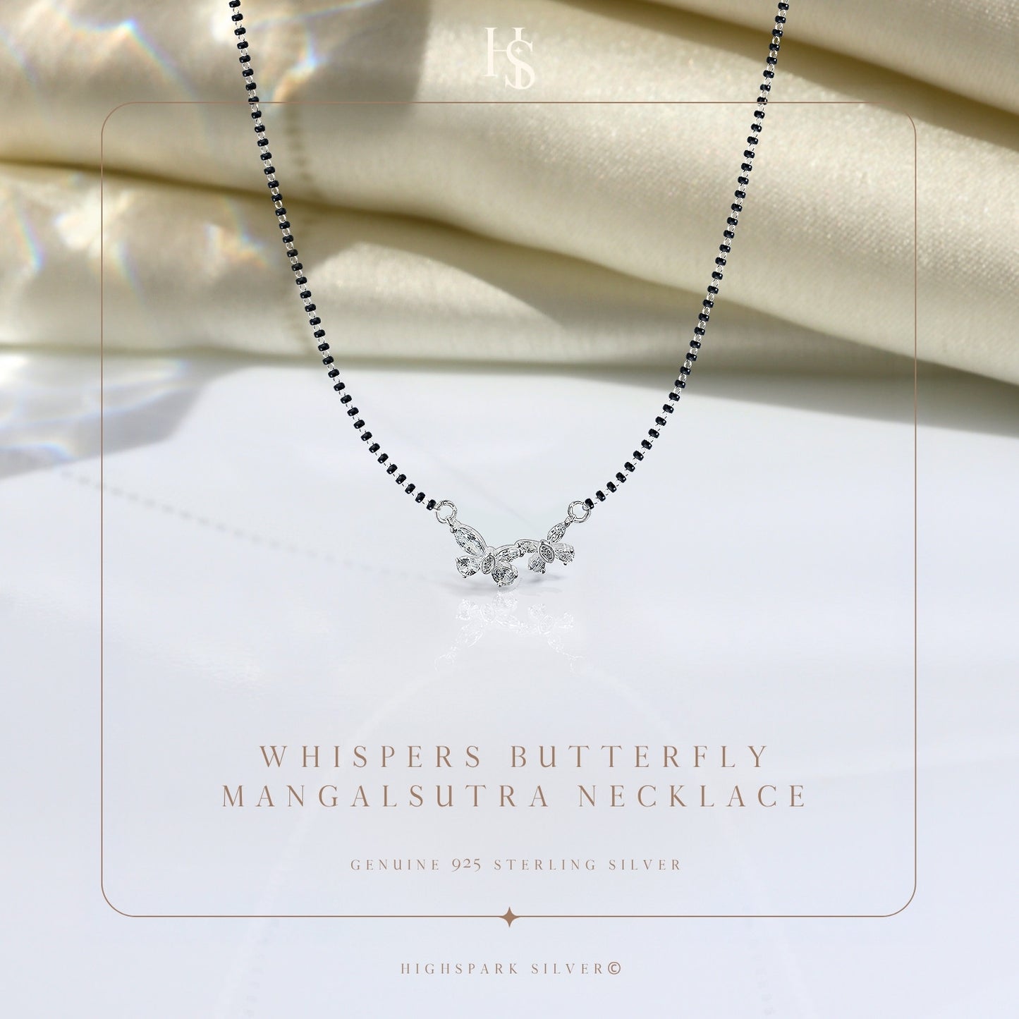 Whispers Butterfly Mangalsutra Necklace in 925 Sterling Silver For Women