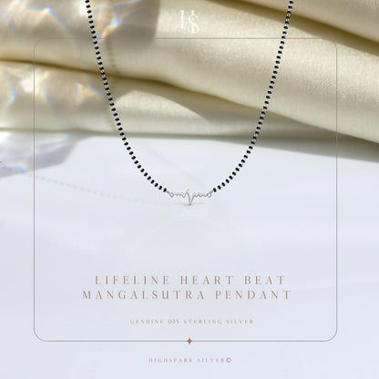 Lifeline Heart Beat Mangalsutra Necklace in 925 Sterling Silver For Women