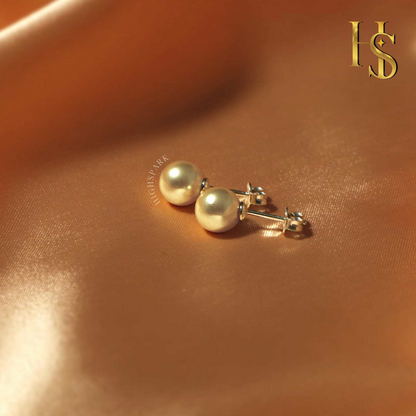 Pearl Classic Stud Earrings - Brilliant Lustre Light Golden Pearls