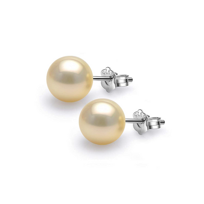 Pearl Classic Stud Earrings - Brilliant Lustre Light Golden Pearls