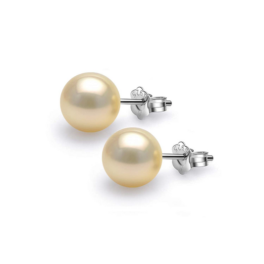Pearl Classic Stud Earrings - Brilliant Lustre Light Gold Pearls