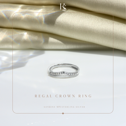 Regal Crown Ring Adjustable in 92.5 Silver embellished & studded with Sparkling Zirconia