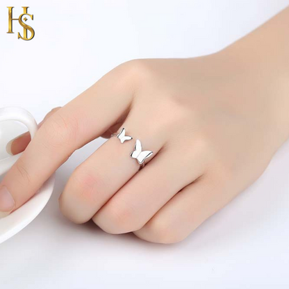 Flutter Away Butterfly Adjustable Ring in 92.5 Sterling Silver