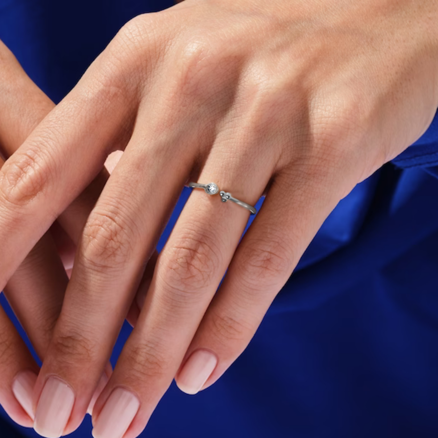 Minimalist Cluster Ring in 92.5 Sterling Silver with Diamond like Brilliance Zirconia