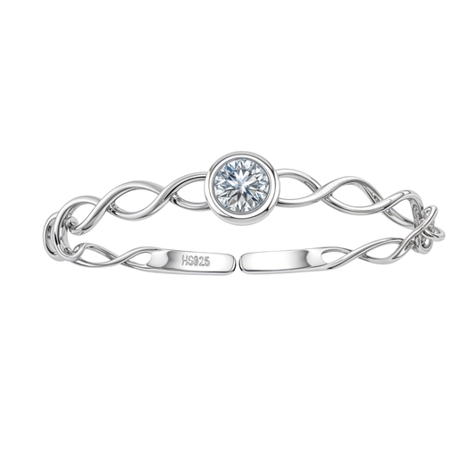 Intertwined Cosmic Ring in 92.5 Sterling Silver with Diamond like Brilliance Zirconia