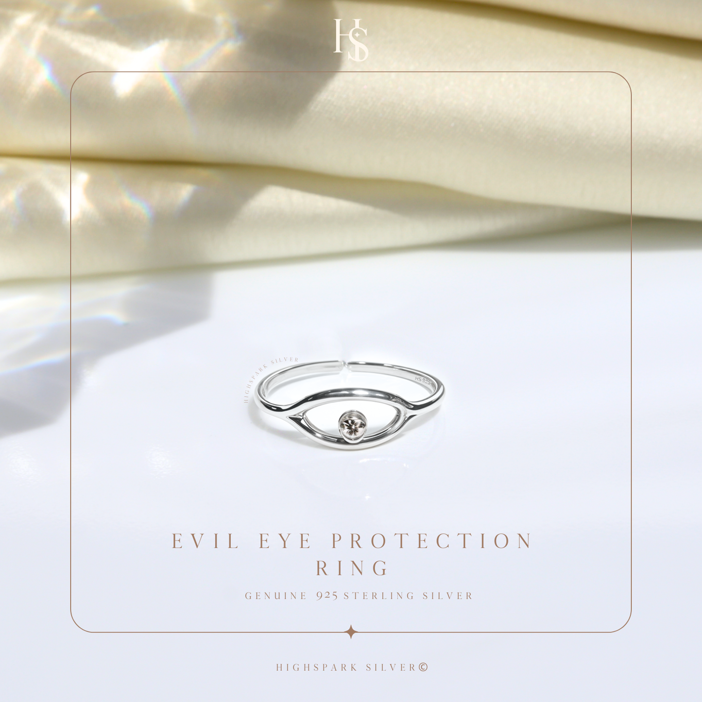 Evil Eye Protection Ring in 92.5 Sterling Silver with Diamond like Brilliance Zirconia