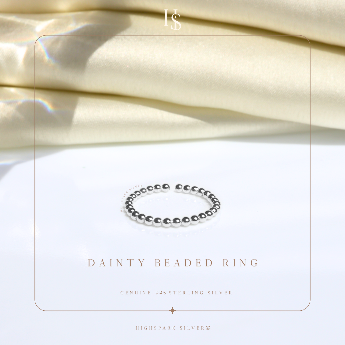 Dainty Beaded Ring in 92.5 Sterling Silver For Women