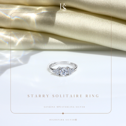 Starry Solitaire Ring in 92.5 Sterling Silver With Diamond like Brilliance Zirconia