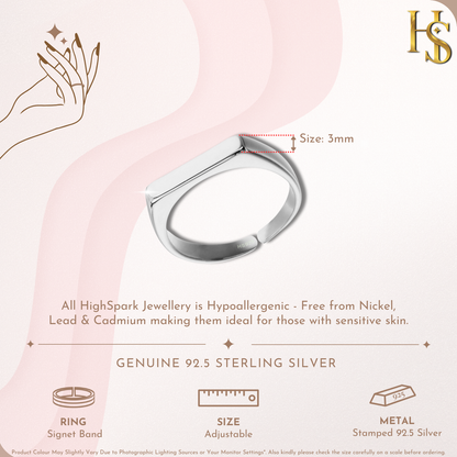 Signet Band Ring in 92.5 Sterling Silver for Women