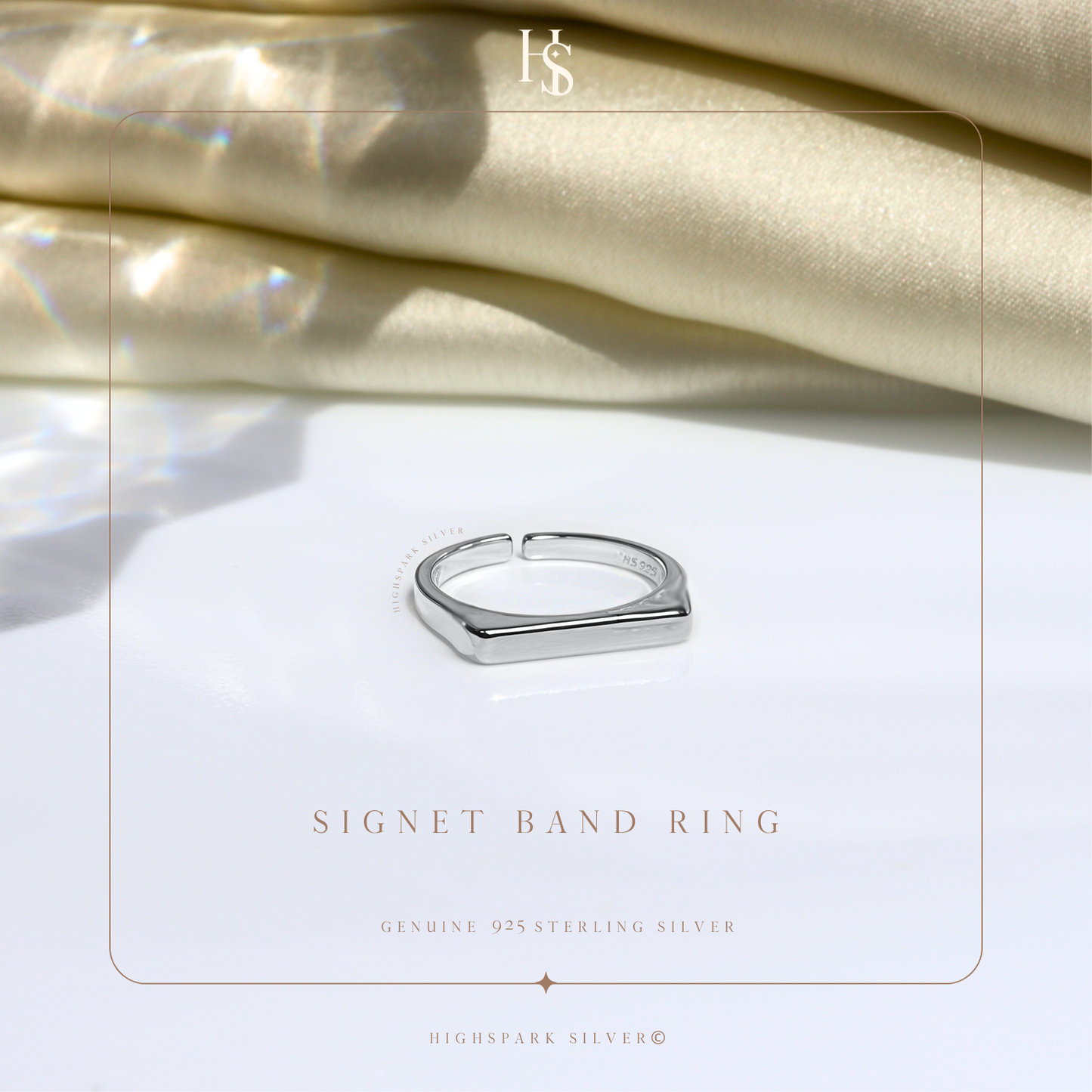 Signet Band Ring in 92.5 Sterling Silver for Women