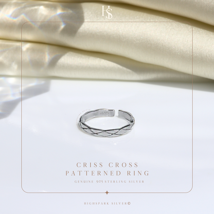 Criss Cross Patterned Ring in 92.5 Sterling Silver for Women