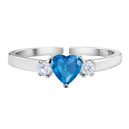 Passionate Blue Heart Promise Adjustable Ring in 92.5 Sterling Silver with Diamond like Brilliance Zirconia