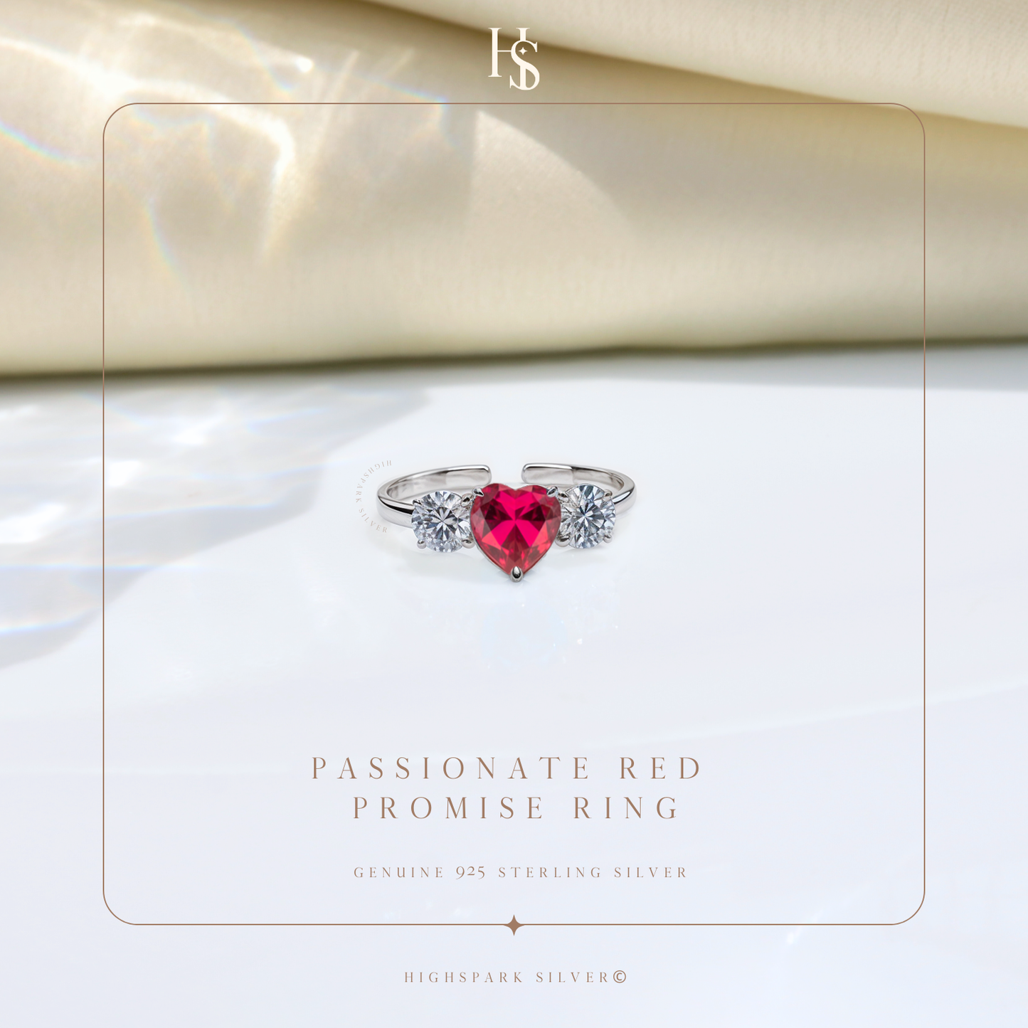 Passionate Red Heart Promise Adjustable Ring in 92.5 Sterling Silver with Diamond like Brilliance Zirconia