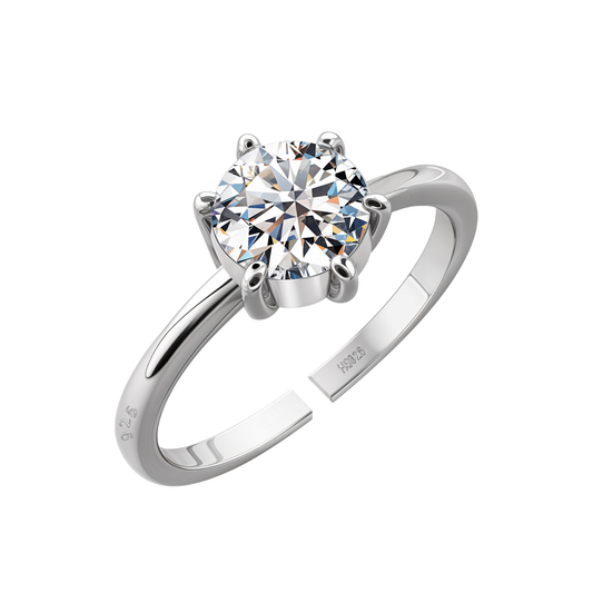 Stylish Solitaire Crystal Adjustable Ring in 92.5 Sterling Silver and Diamond like Brilliance Zirconia